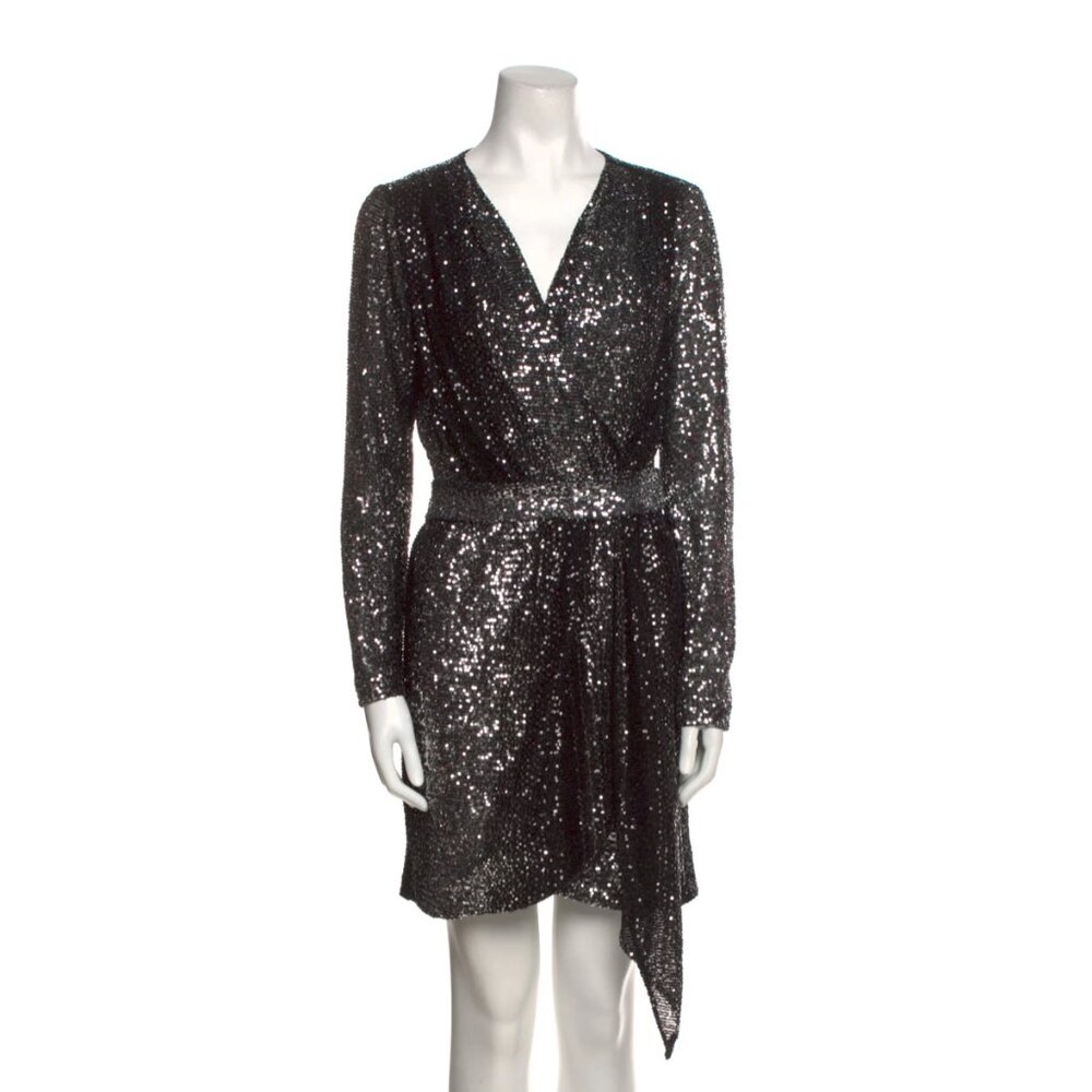 Maje Black Silver Sequin Dress